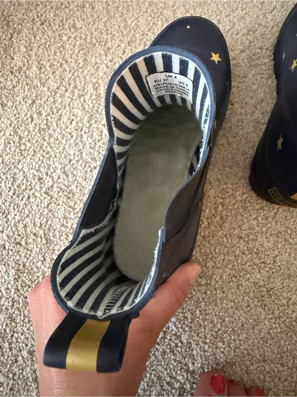 Joules Navy Star Gaze Wellibob Ankle Rain Boots Size 6 - Picture 5 of 6